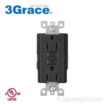 Outlet GFCI noir standard de 15 ampères standard